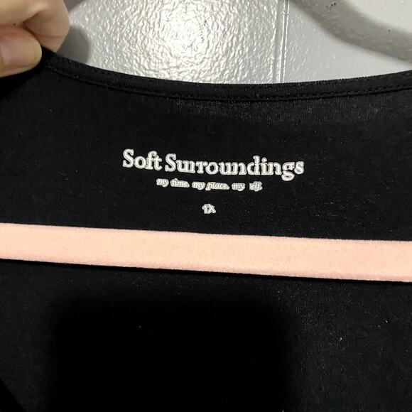 Soft Surroundings Black Soft Stretchy Knit Long Sleeve Lagenlook Boho Tunic 1X - Picture 3 of 6